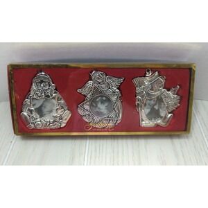 Gorham silver plated photo frame Christmas Tree Ornaments Santa snowman angel